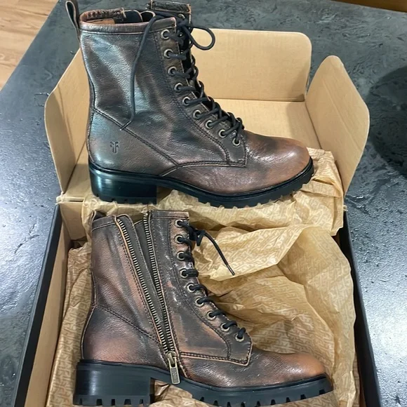 Very rare. 
New in box. Frye Leather Fallon Combat boots - Picture 2 of 7